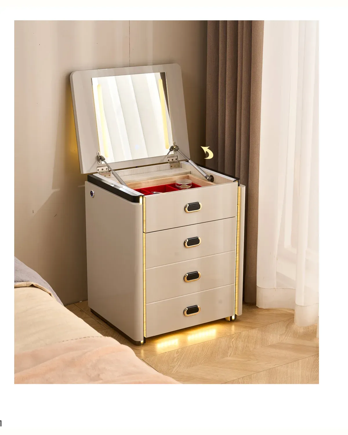 50cm Flip-Top Smart Vanity Nightstand